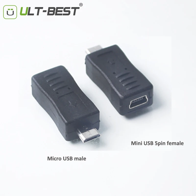 ULT-BEST 100PCS Wholesale Micro USB 2.0 Male to Mini usb5pin Female Adapter Charger Connector Converter Adaptor