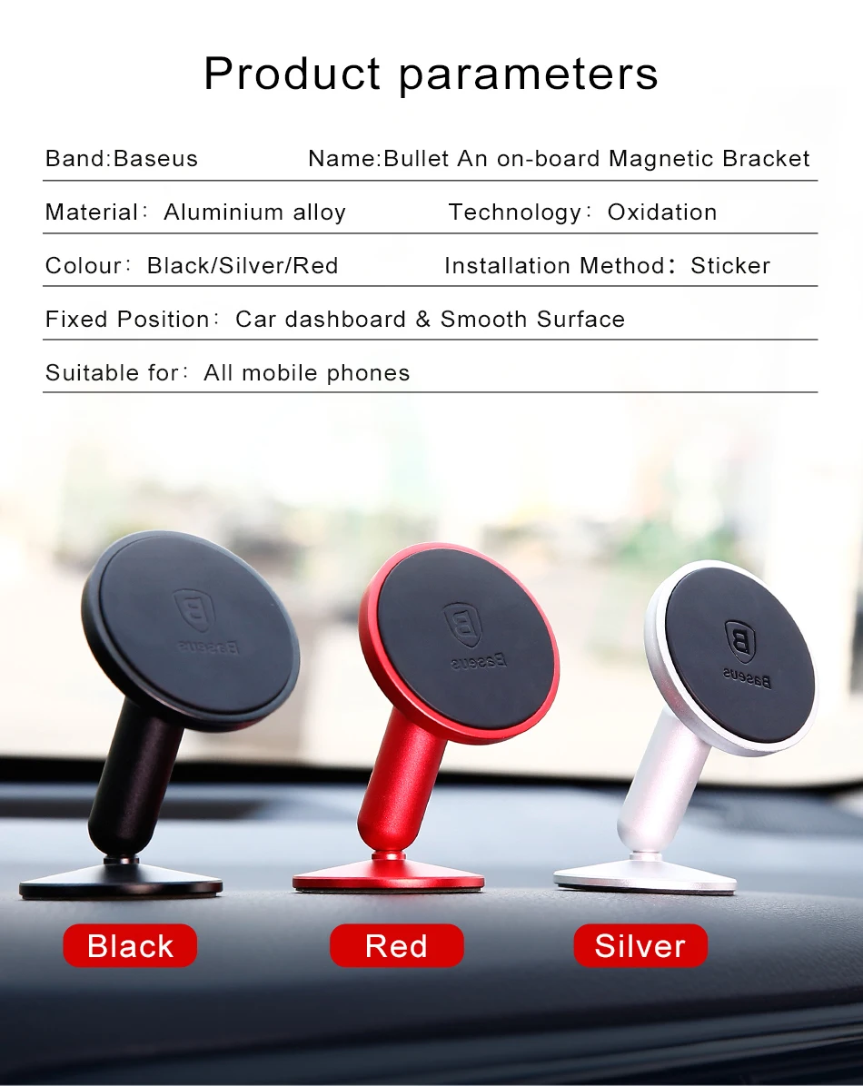 Baseus Magnetic Car Phone Holder 360 Degree Rotaion Universal for iPhone 11 X XS Xiaomi Stand Mount Universal Smartphone Support