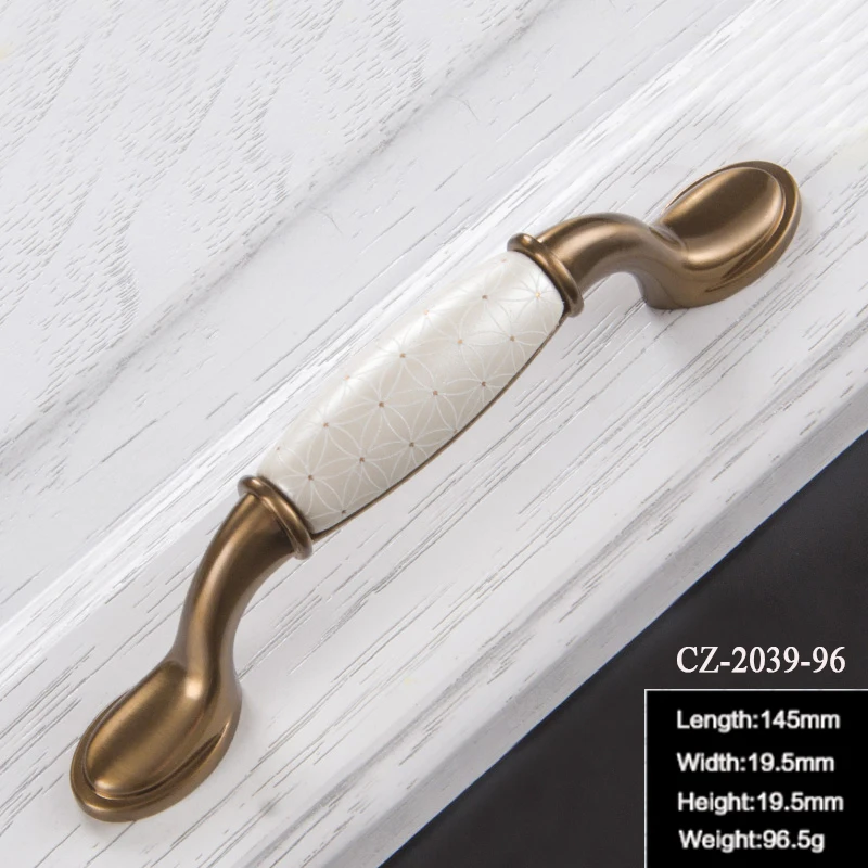 CZ-2039-96 Керамические дверные ручки антикварные мебельные ручки и ручки для кухонного шкафа шкафы выдвижные ящики лаконичные ручки ящика - Цвет: CZ-2039-96