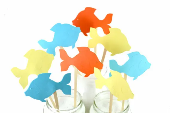 

cute Tropical Fish cupcake toppers under the sea wedding cocktail Party Food Picks birthday toothpicks bridal showers decor