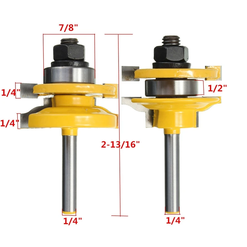 Shank Rail And Stile Wood Router Bit Set Standard Ogee Woodworking Drill Cutter Power Tool Kit 2Pcs/set 1/4 Inch | Инструменты