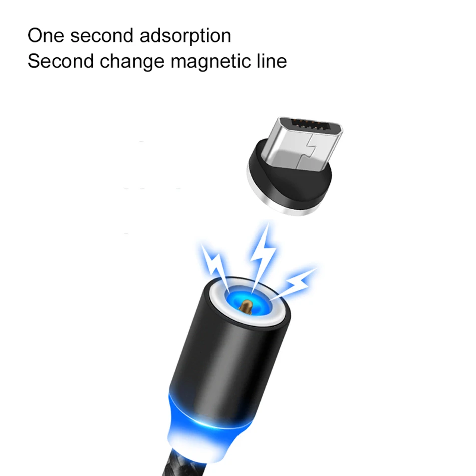 Oppselve Магнитный Micro USB кабель 2A Быстрая зарядка 1 м 2 м светодиодный Магнитный зарядный кабель для Xiaomi 4X huawei P8 Lite samsung