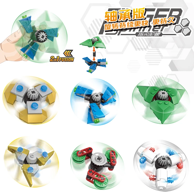 6 Sets New Hand Spinner Triangle Crabs Rotating Bearing Blocks Autism Tip Gyro Ball Rainbow Color Bluding | Игрушки и хобби