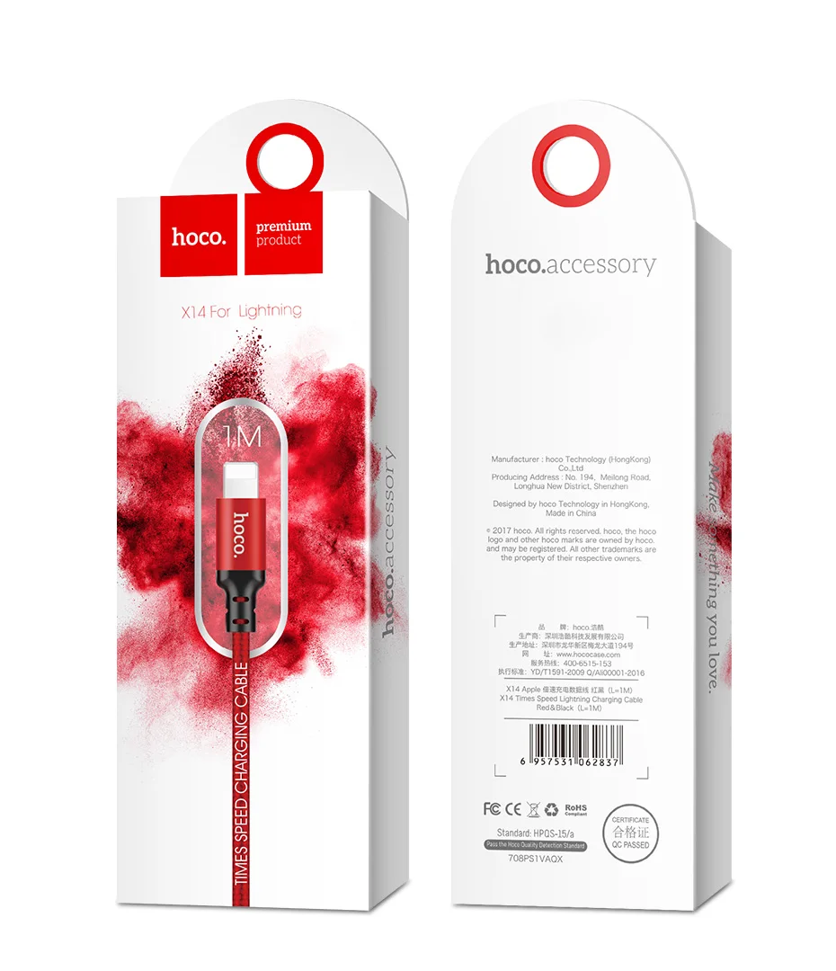 HOCO для нейлона 2A Быстрый кабель USB зарядное устройство Шнур USB кабель для зарядки для Apple iPhone Xs Max XR X 7 6 s 6s Plus 1 м/2 м