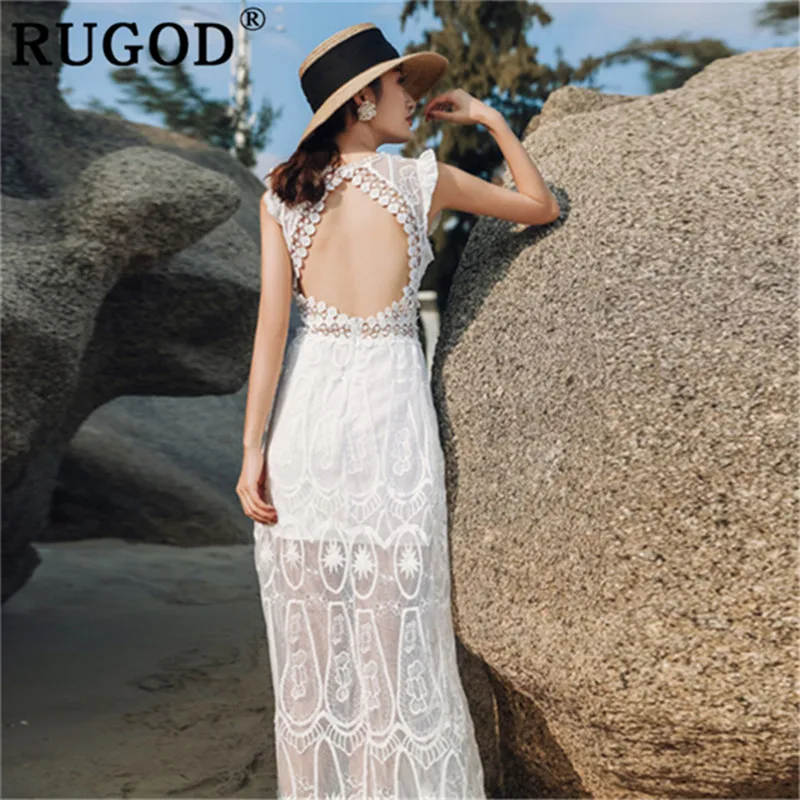 RUGOD летнее сексуальное открытое женское платье Элегантное Длинное Макси женская