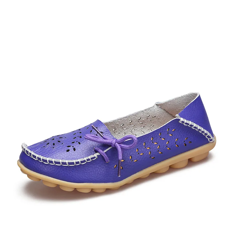 Фиолетовый Женская обувь на плоской подошве; женская обувь из натуральной кожи; женские лоферы с вырезами; обувь на плоской подошве; женские мокасины; модная повседневная обувь; tenis feminino - Цвет: Фиолетовый