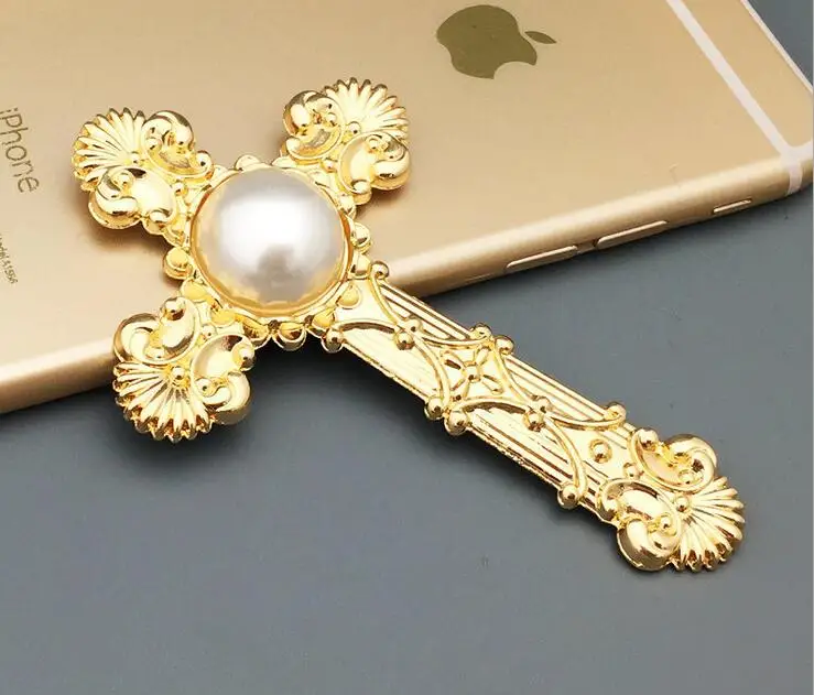 20 шт. 55*90 мм Золотой/серебряный жемчужный крест из бисера для скрапбукинга