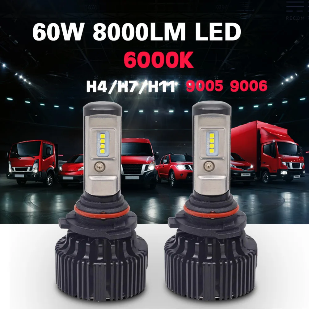 Одна пара 9005 LED 9006 HB3 HB4 светодиодные Автомобильные фары CSP чипы 60 Вт 8000Lm лампы