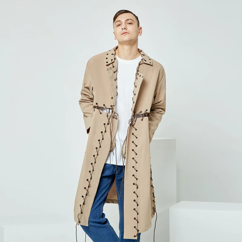 Ветровка мужская простая и длинная в европейском американском стиле на весну