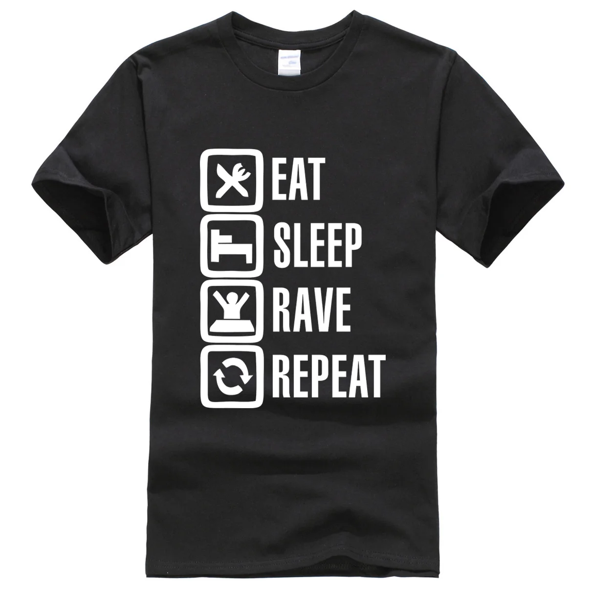 Мужская футболка с надписью Eat Sleep Rave Repeat Повседневная Уличная из Джерси для