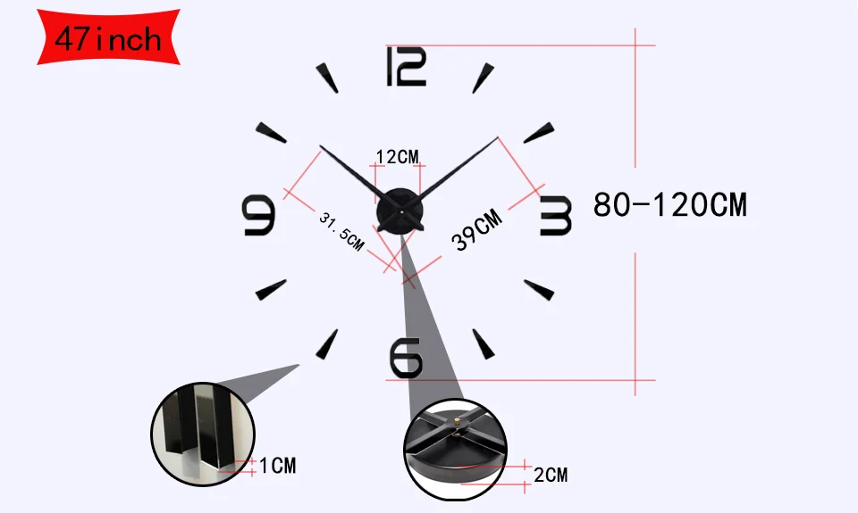 130 см x 130 супер большой DIY настенные часы акрил+ EVR металлическое зеркало супер большой индивидуальнные цифровые часы