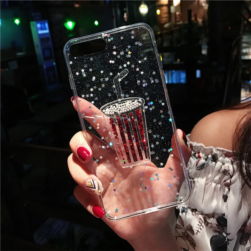 Блестящий Прозрачный чехол со звездами для iPhone 7 8 6 6s Plus XS MAX XR X чехол-накладка с