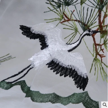 Вышивка в виде Белого Журавля кружевная ткань украшение для свадебного платья