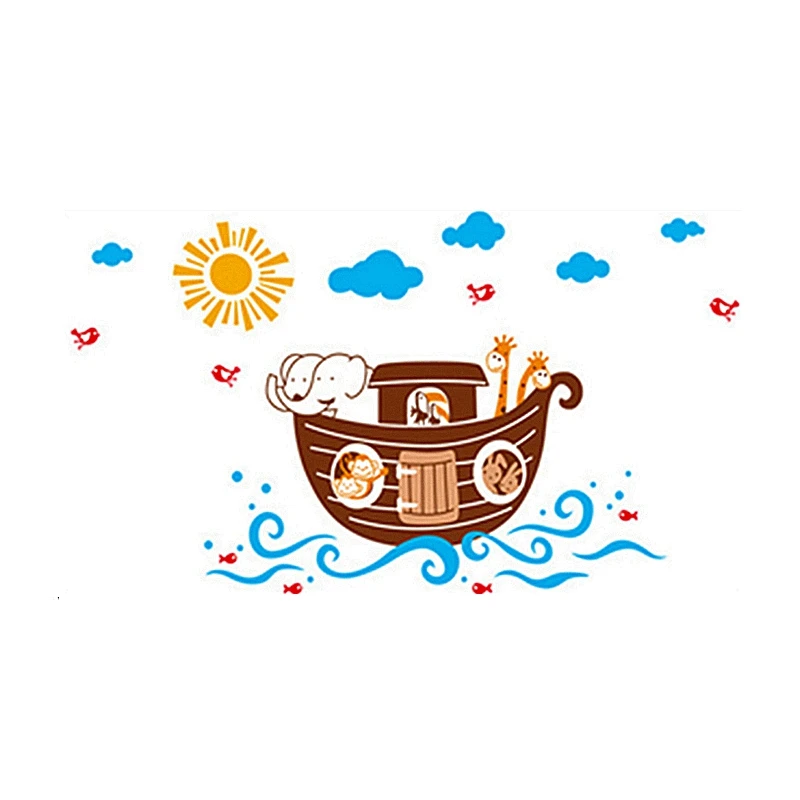 Наклейка Zs 60x110 см с милым кораблем Ноев ковчег декор для ванной Декор детской
