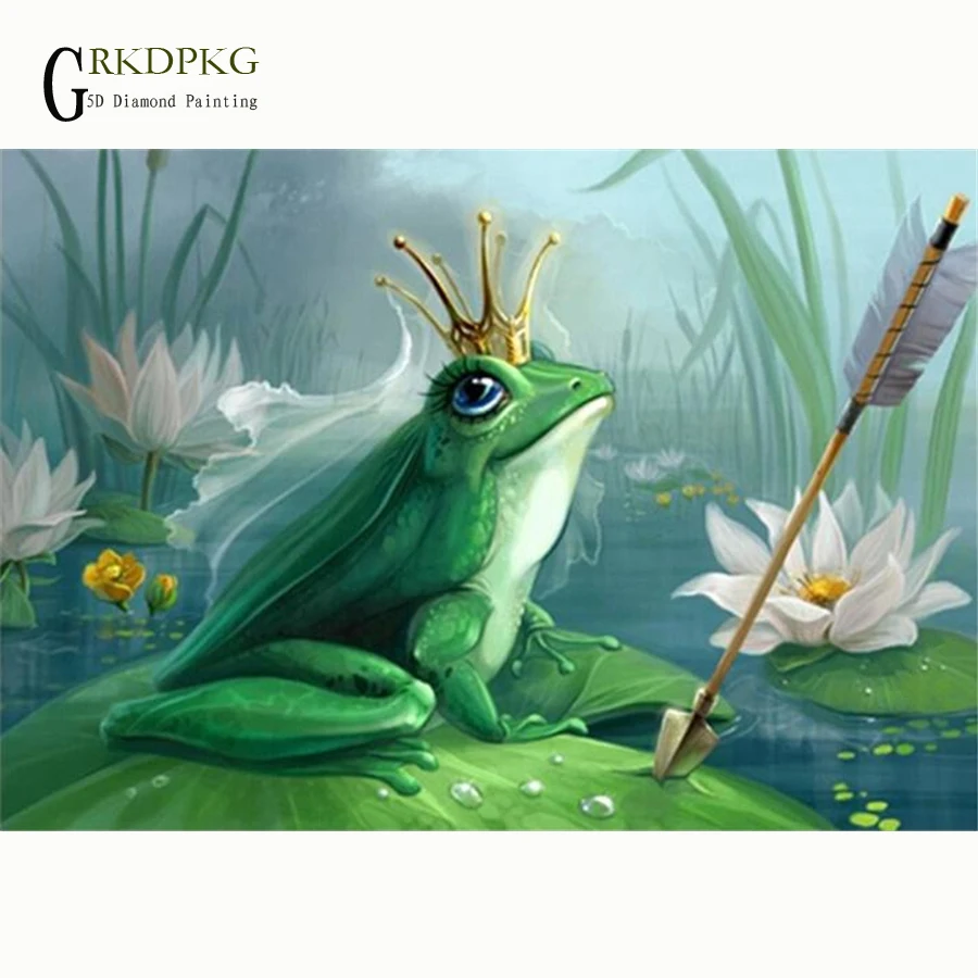 

Алмазная 5D живопись «сделай сам», лягушка, принц стразы, мозаика, алмазная вышивка с животными, ручная работа, полностью круглая, украшение д...