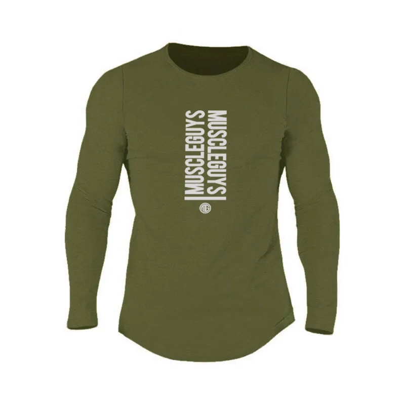 Muscleguys New Fashion High Quality Sporting T-shirt Men long Sleeve Fitness T shirt Men's solid gyms Bodybuilding Tee | Мужская