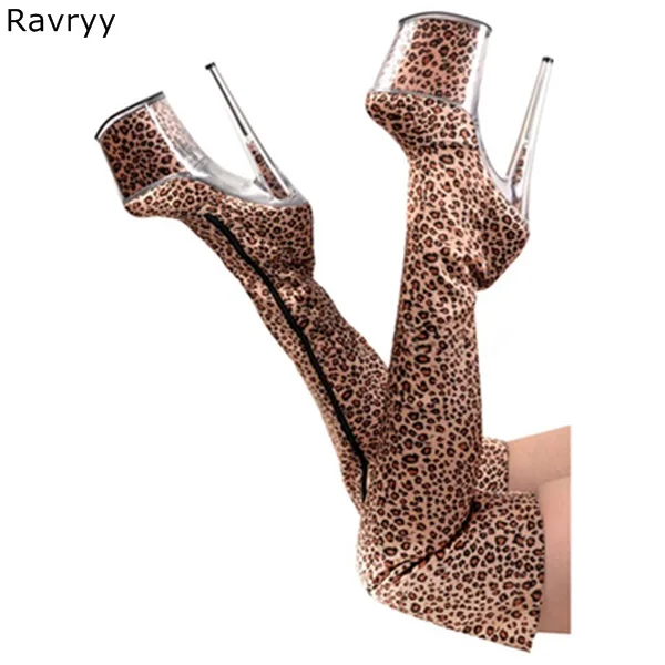 Женские леопардовые сапоги выше колена на платформе 20 см|women long boots|long bootsfashion boots |