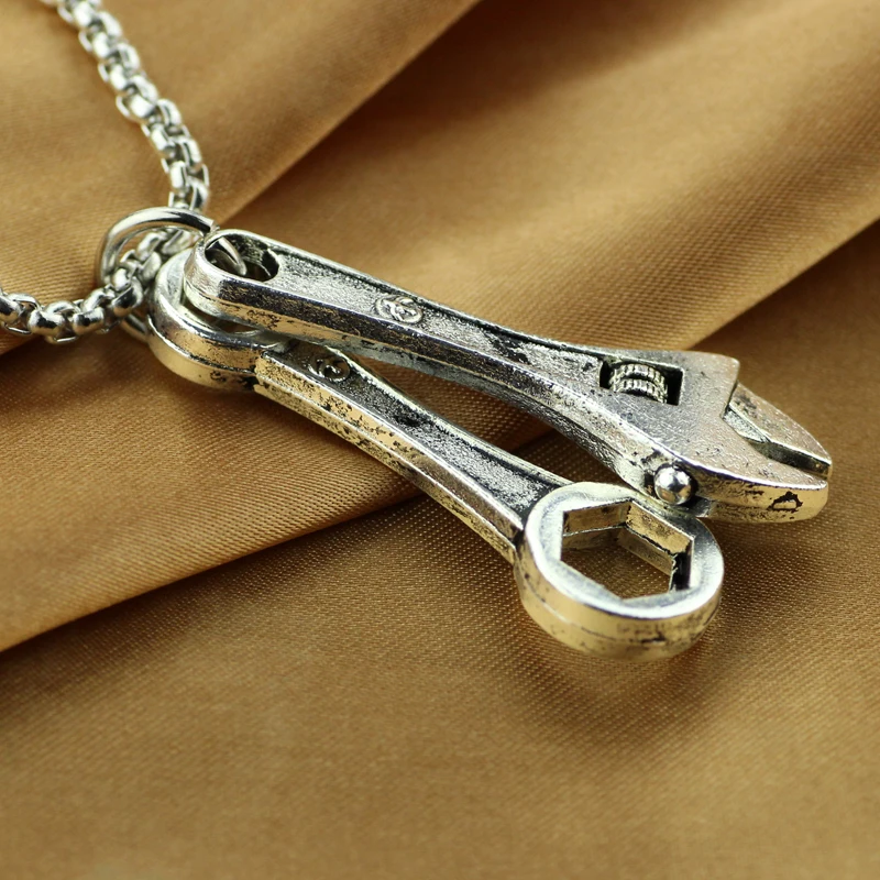 Spanner Pendant Men Necklace Material With Link Chain Jewelry Gift For Tough Men& Boy Украшения и аксессуары