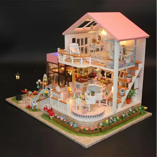 Кукольный домик CASA DE BONECA миниатюрный Diy пазл модель вилла деревянный большой