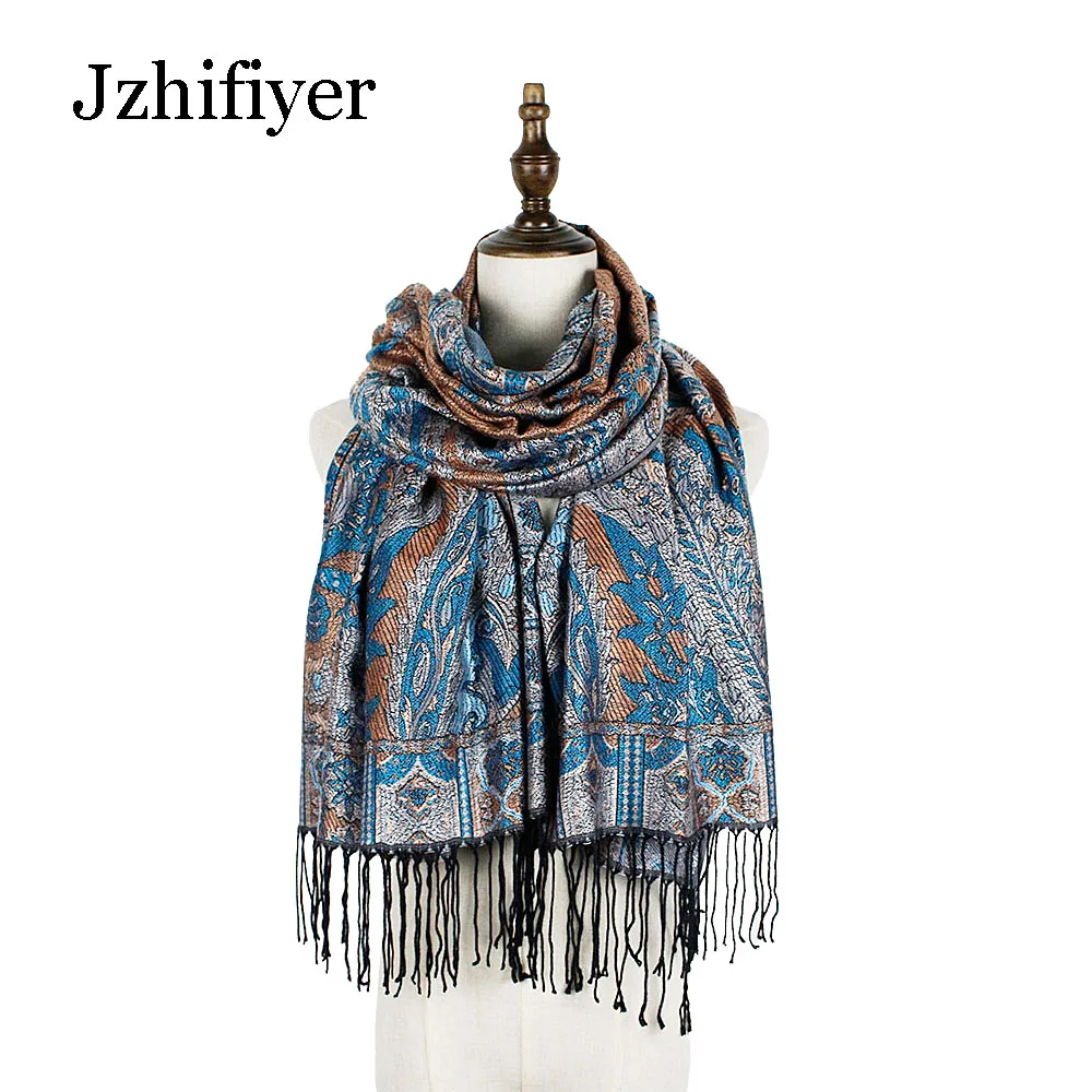 Толстые пашмины с узором пейсли Жаккардовые Зимние тяжелые шали кисточками шарф