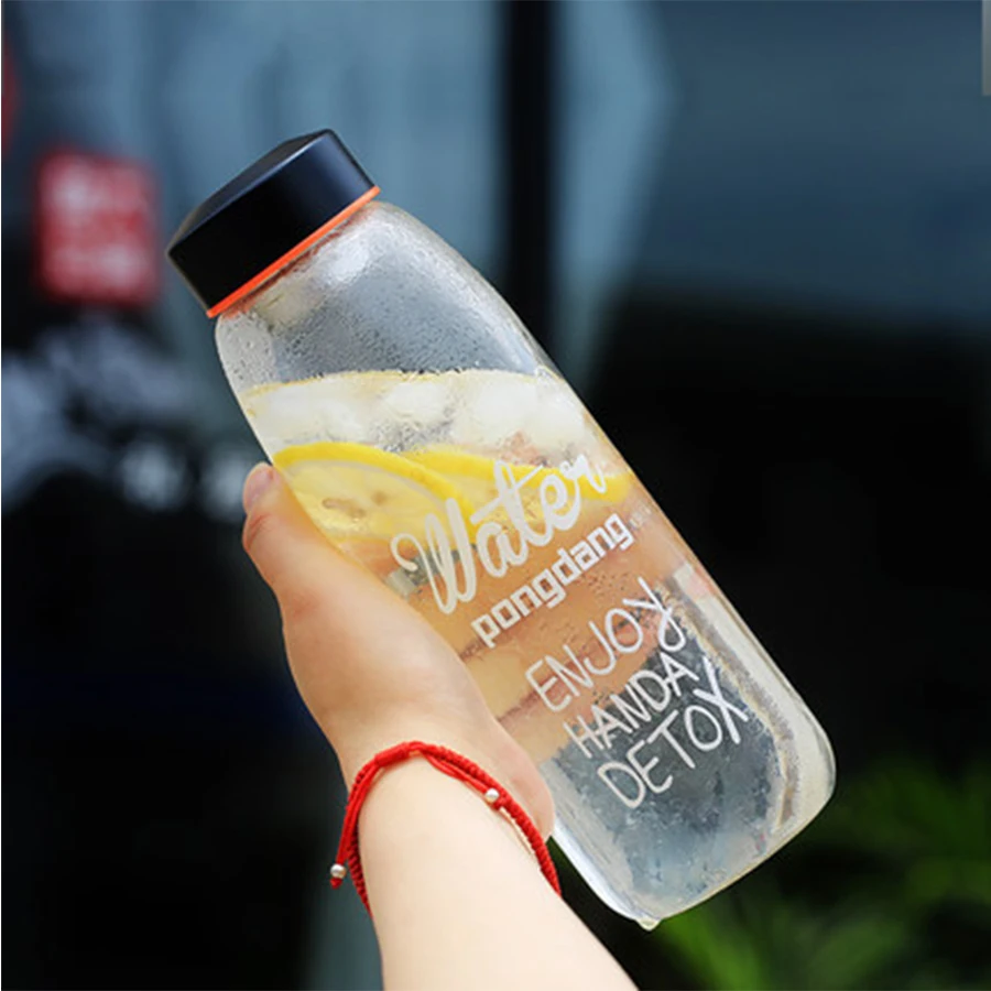 Портативная большая стеклянная бутылка для воды банки крышка чашек напитков