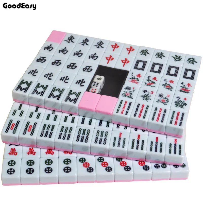 Pink 30 мм мини-набор для игры в маджонг домашние игры китайские забавные Семейные настольные игры 3 цвета на выбор - Цвет: Pink