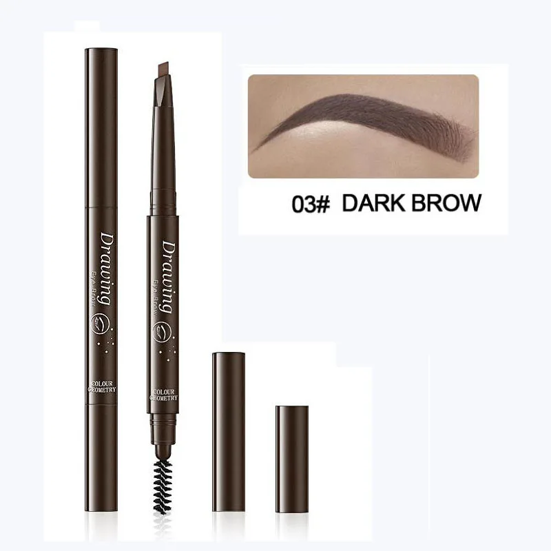03 Dark brown 5 цветов, двухсторонний карандаш для бровей, водостойкий, стойкий, не цветущий, вращающийся, треугольный карандаш для бровей, тату-ручка - Цвет: 03 Dark brown