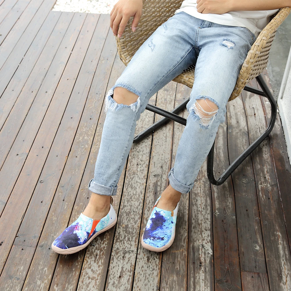 UIN Mottled dream Design Painted Men Canvas Shoe Trendy Slip-on Casual Loafers Travel Male Flats | Обувь