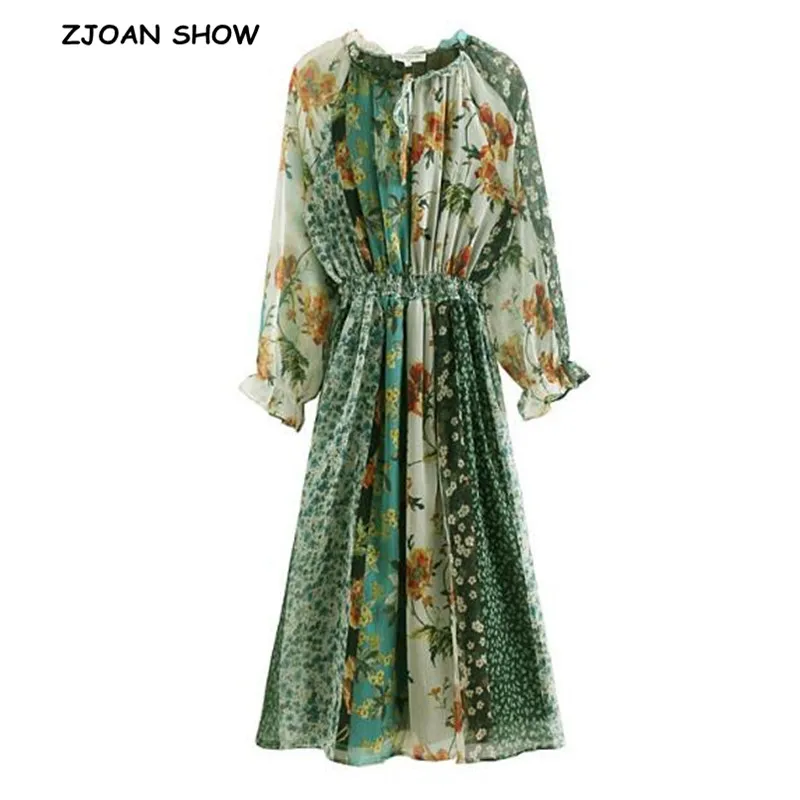 Женское шифоновое платье с цветочным принтом и оборками на завязках | Женская