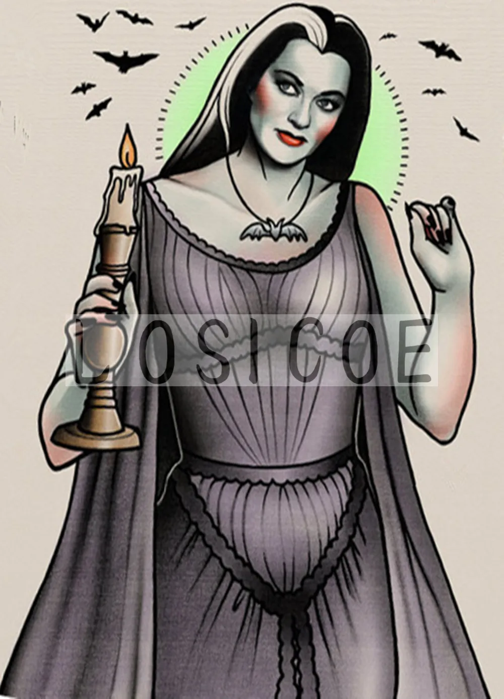 &quotВорожея&quot Винтажные татуировки узор крафт бумага плакат стикер Репродукция