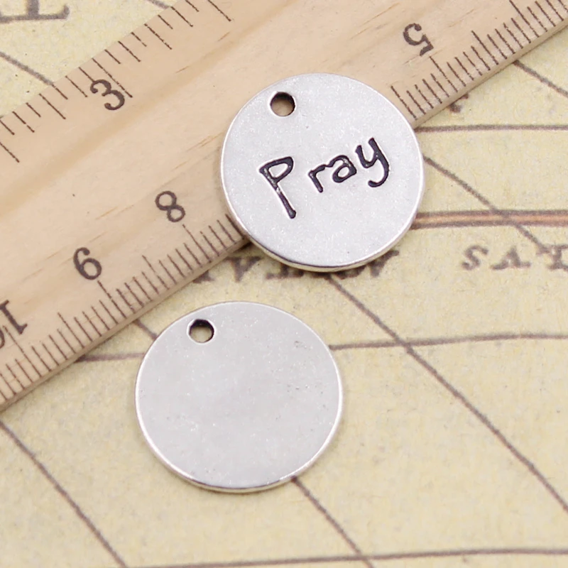 

10pcs Charms Circle Pray 19x19mm Tibetan Silver Color Pendants Antique Jewelry Making DIY Handmade Craft