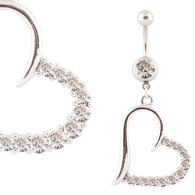 Пирсинг ювелирные изделия подвеска в виде сердца пупка Кольца пирсинг тела 316L 14G