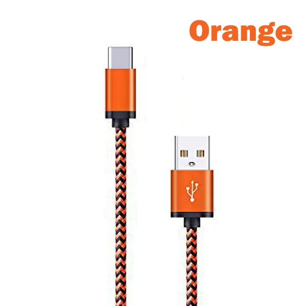 AWI usb type C кабель для быстрой зарядки Плетеный провод кабель для передачи данных USB C Зарядка для Xiaomi redmi note 7 samsung S10 S9 A50 huawei tpye-c - Цвет: Orange