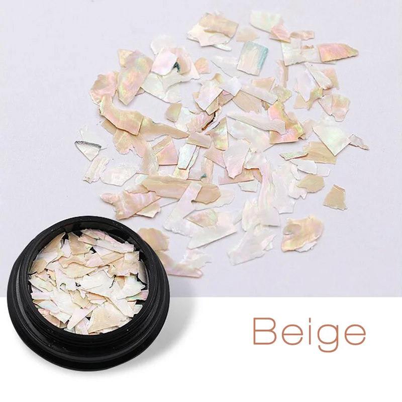 beige 1pot нерегулярная Русалка сломанная оболочка блёстки декорация для ногтей градиент украшения натуральный Абалон ломтики 3d Маникюр УФ гель DIY горячий - Цвет: beige