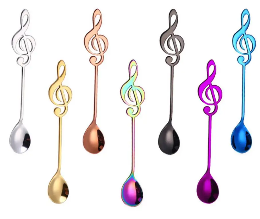 4 шт./партия Симпатичные музыкальная нота красочные Нержавеющая сталь столовые