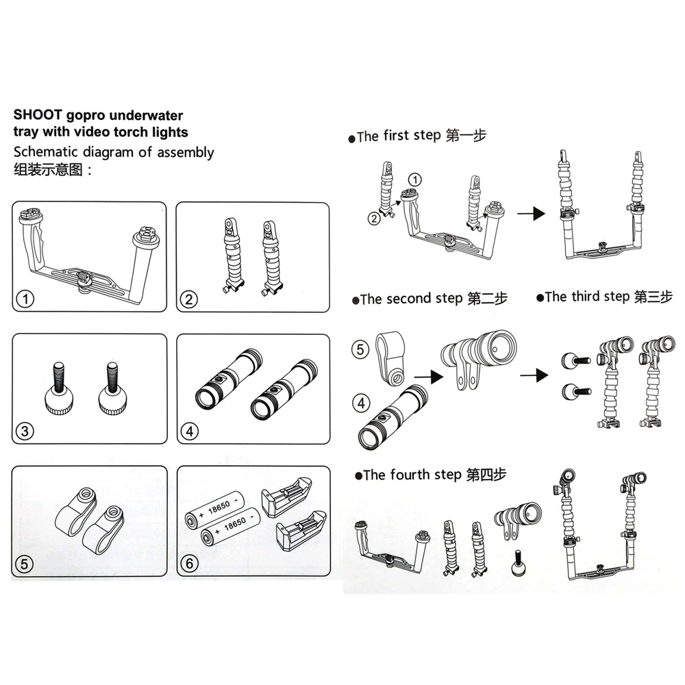 Ручной Стабилизатор для дайвинга + фонарики GoPro Hero 7 6 5 4 3 SJCAM Xiaomi Yi 4K Eken SLR DSLR