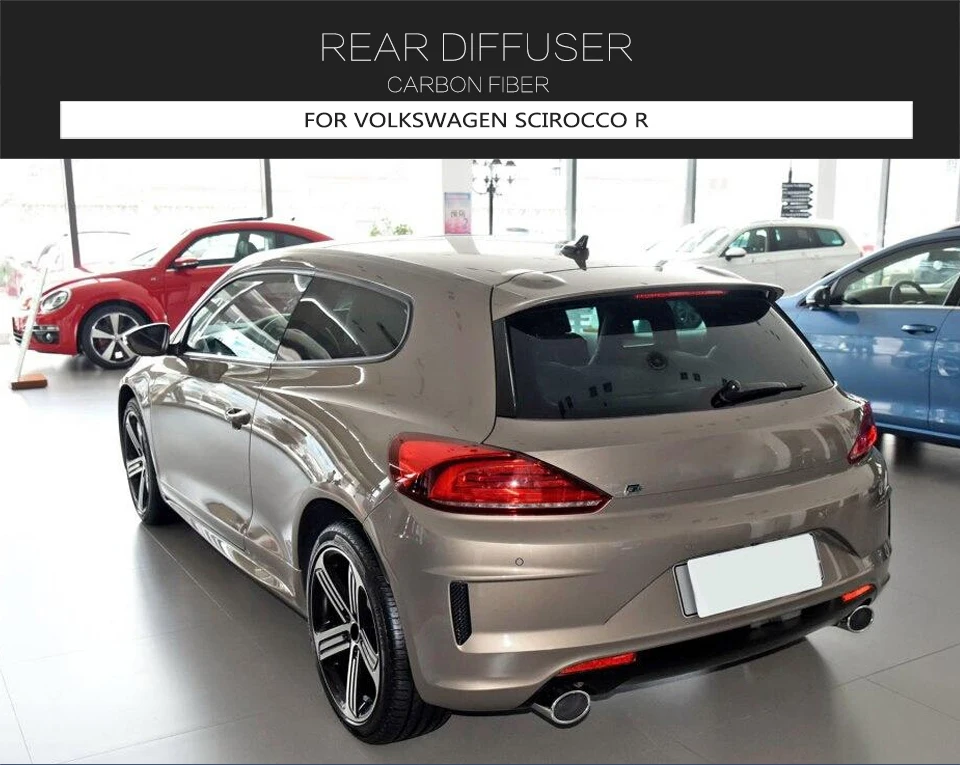 Диффузор для- Volkswagen VW Scirocco R R20 бампер из углеродного волокна задний бампер диффузор спойлер