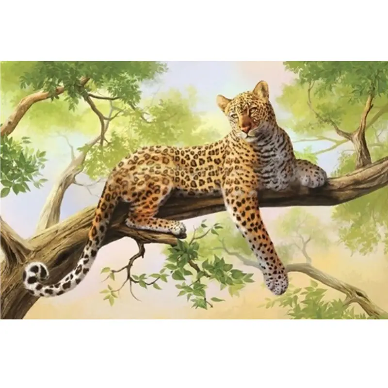 GLymg Diy Diamond Painting Leopard Cross Stitch Rhinestone Embroidery Tree Of The Lazy Square Drill Animal Serie | Дом и сад
