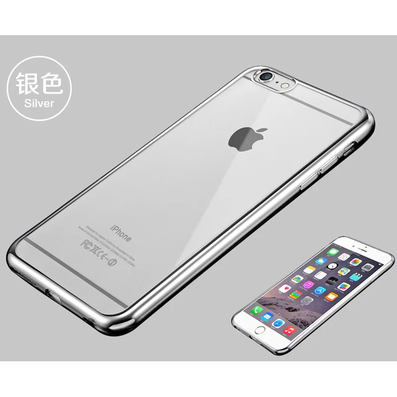 Для Apple iPhone 7 Гальванических Чехол Телефона Fundas Тонкий Мягкий прозрачная Задняя
