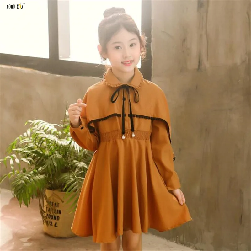 2018 Autumn Winter Girl Dress Long Sleeve Ruffles Pleated Elegant Princess Dresses Kids Girls Clothes 4 5 6 7 8 9 10 11 12 Years | Детская