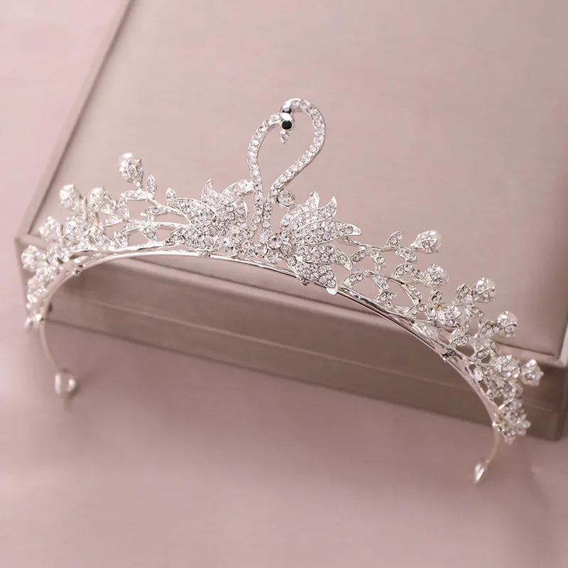 Rhinestone Princess Crown Pearl Wedding Tiaras Swan Jewelry For Kids' Ballet Performances Fashion Accessories