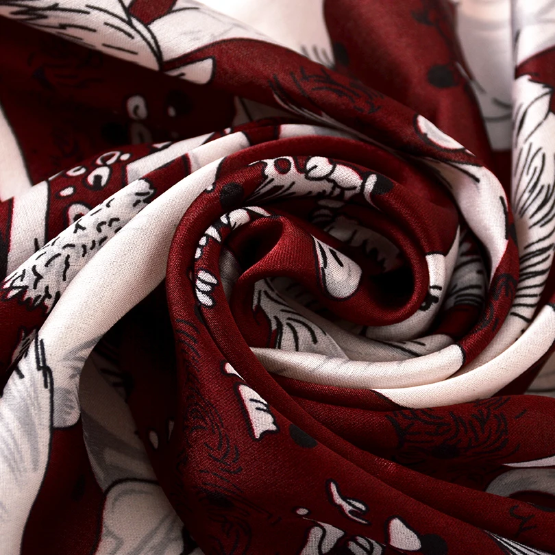 Женский шелковый шарф-шаль [BYSIFA] черный атласный большой квадратный шарф-накидка