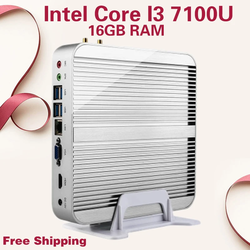 Мини ПК безвентиляторный 4 К HTPC Безвентиляторный Компьютер Intel HD Графика 620 Топ