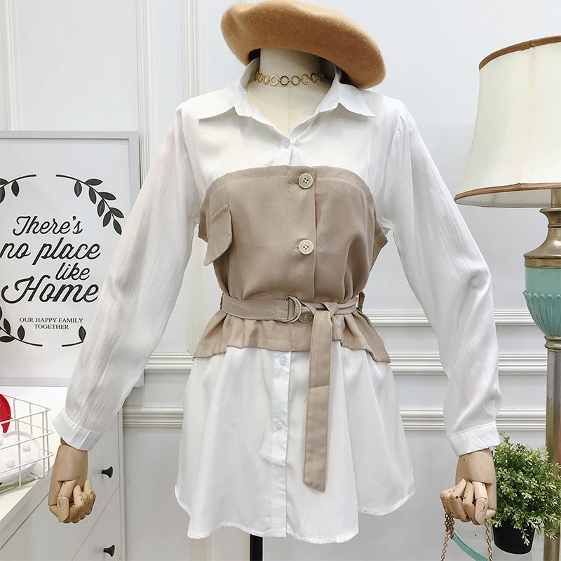 Модная женская блузка Весна Осень с длинными расклешенными рукавами