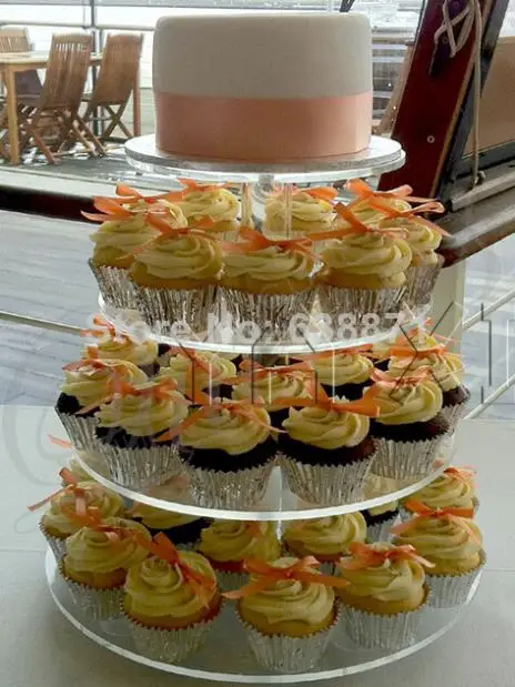 Круглая прозрачная 4 уровневая акриловая подставка для торта Свадебная кексов