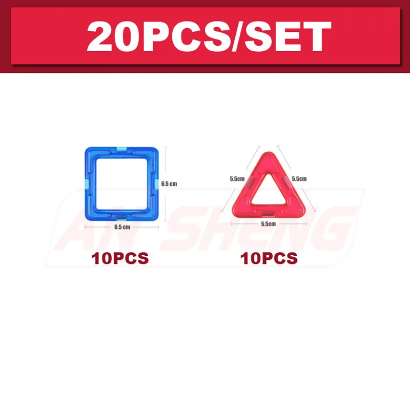 20pcs without box Большой размер, 111 шт., Магнитный конструктор, набор для строительства, модель и строительные игрушки, пластиковые магнитные блоки, развивающие игрушки для детей, подарок - Цвет: 20pcs without box
