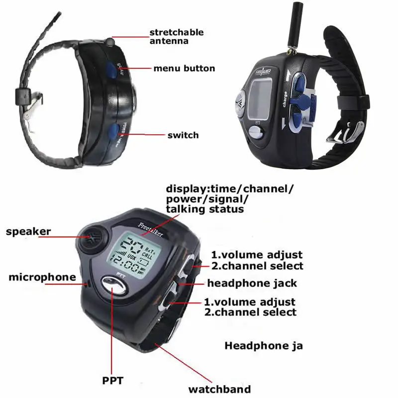 2 шт./пара цифровые наручные часы Freetalker RD-820 Walkie Talkie Ham радиофон 2-полосное радио с