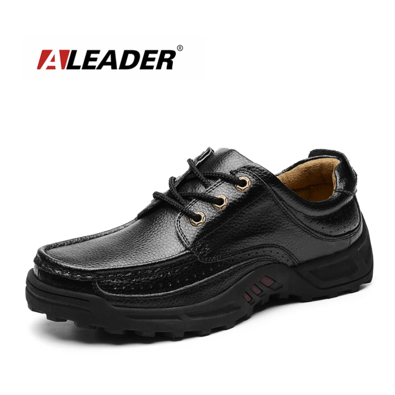 Мужские туфли-оксфорды Aleader повседневные туфли из натуральной кожи на плоской