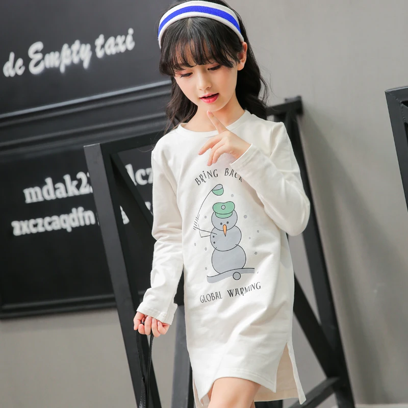 5 6 7 8 9 10 11 12 13 14 15 Года Подросток Shirt Dress Девушки Футболка Весна Длинным Рукавом
