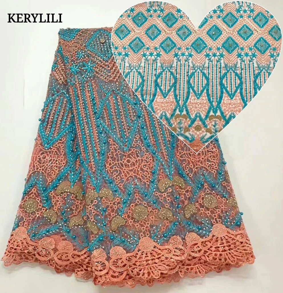 KER YILI Высокое качество африканская французская кружевная тюль ткань вышитая